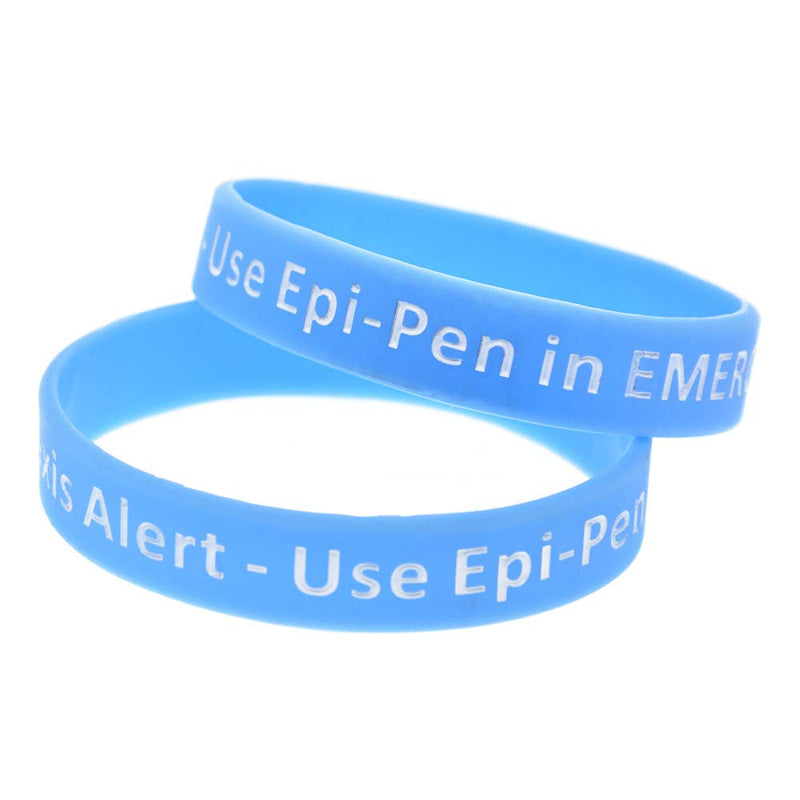 [Australia] - Lyndong 4 Pack Anaphylaxis Alert Bracelet Use Epi-Pen in Emergency Silicone Medical Alert Awareness Identification Wristbands for Man Women Black, Pink, Green, Blue 