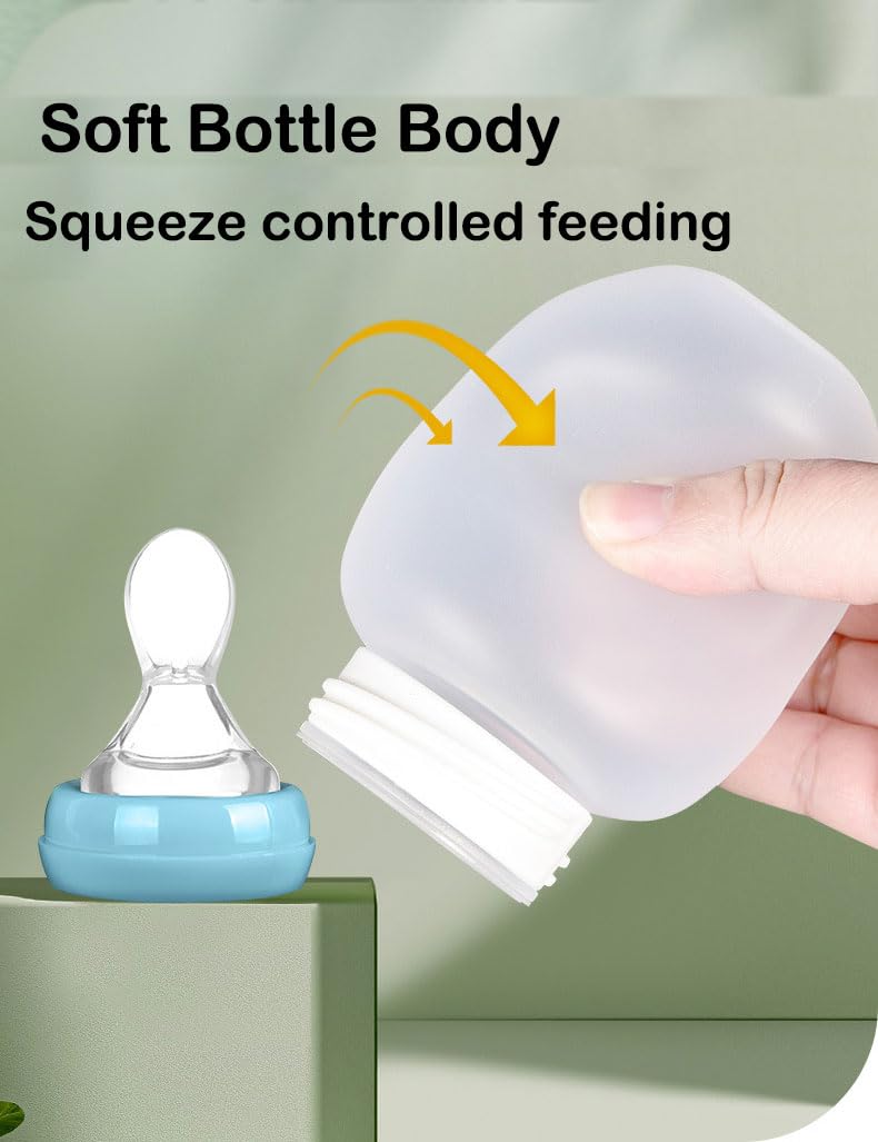 Squeeze Feeding Kit with Straw Spoon 180ml Flow Control Cup for Thick Liquids Adjustable Flow Silicone Bottle Medical Feeding Cup for Elderly, Disabled Adults Home Caregivers