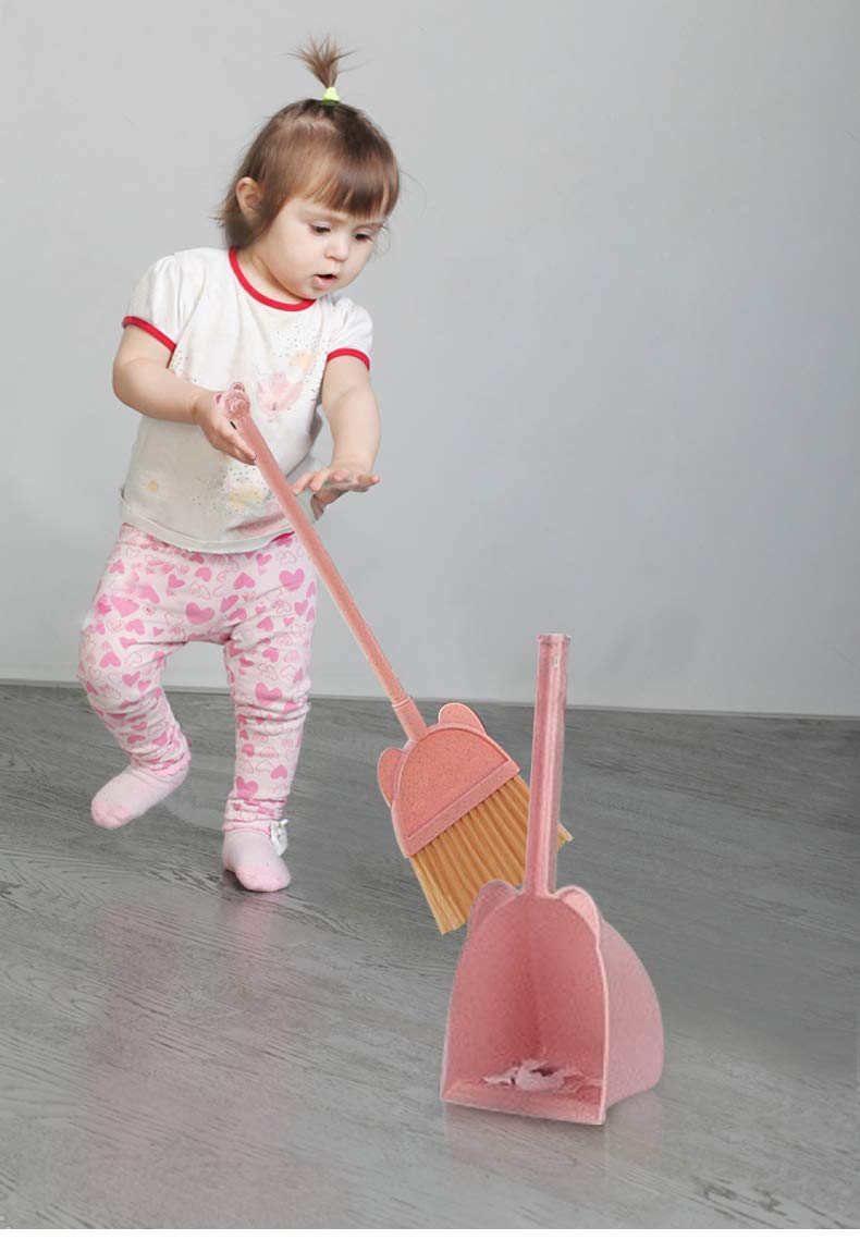 [Australia] - Mini Broom with Dustpan for Kids,Little Housekeeping Helper Set (Pink) 