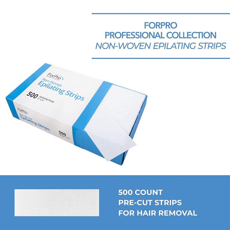 [Australia] - ForPro Professional Collection Non-Woven Epilating Strips, White, Tear-Resistant, Pre-Cut Strips For Hair Removal, 3" W x 9" L, 500-Count 500 Count (Pack of 1) 