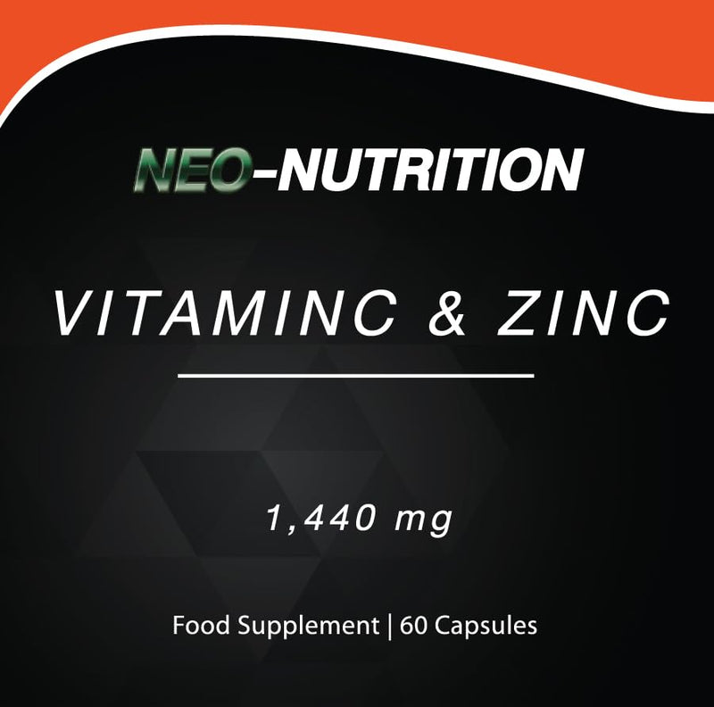 Vitamin C 1400mg Zinc 40mg - 60 Capsules - High Strength Immune Support – 1 Month Supply - Resealable Pouch – Neo Nutrition