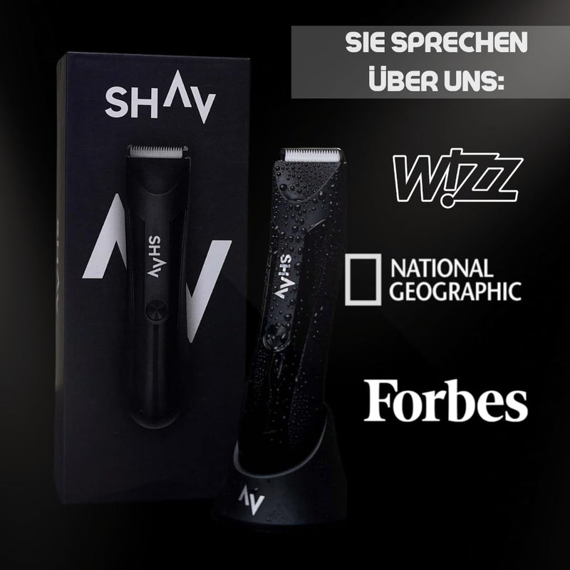 [Australia] - SHAV™ CutFree™ intimate razor for men, waterproof electric trimmer, wet/dry hair trimmer with interchangeable ceramic blade module, body groomer for intimate and body hair, men's care razor 