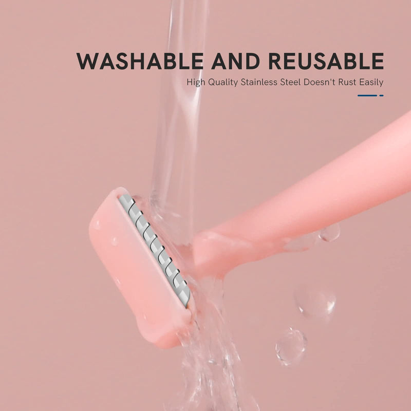 [Australia] - Eyebrow Razors for Women, Replaceable Face Razors kit, Dermaplane Shaving Tool for Men & Women, Face Razors for Peach Fuzz and Hair Removal, 4pcs Replacement Blades Available pink 2 