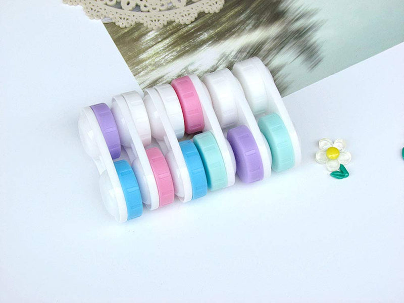 [Australia] - 12 Pack Colorful Contact Lens Case Bulk Box Holder Container Soak Storage Kit, 6 Color LId 