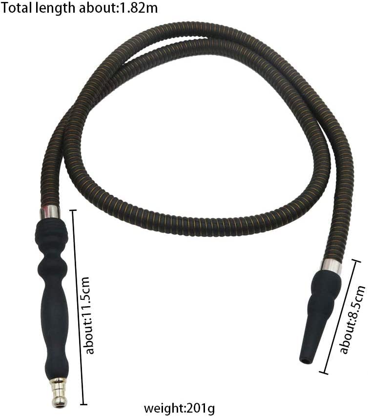 [Australia] - Hookah Hose Shisha Hose Washable Soft Touch Rubber Handle Alloy Tip Leather Wrapped 60'' Shisha Hookah Hose Perfect Fit Hookah Set (Black) Black 