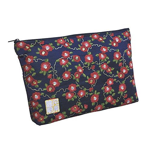 千糸繍院 Brocade zipper pouch, lined with Nishijin brocade, size L. (Konyukiwatsubaki) Konyukiwatsubaki