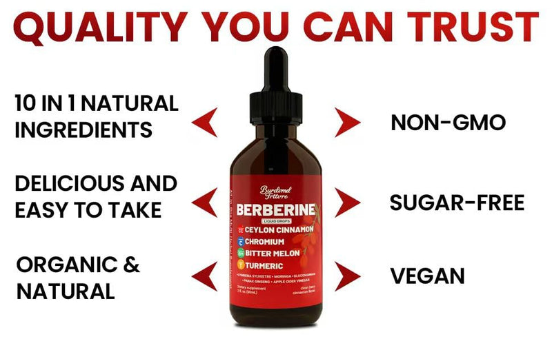 [Australia] - Berberine Drops with Ceylon Cinnamon Supplement, Berberine HCL, Chromium, Bitter Melon & Turmeric Liquid Drops for Immune Health & Metabolic Support, Fast Absorption - 4 fl oz 