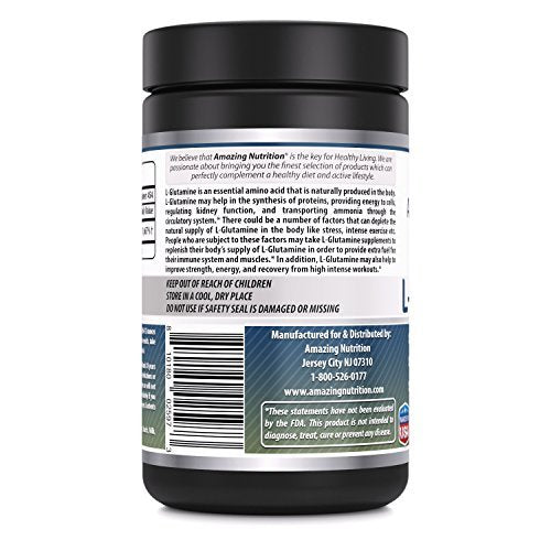 Amazing Formulas L-Glutamine Powder Amino Acid Supplement | 1 Gram per Serving | 454 Servings (Unflavored | 1 LB) | Non-GMO | Gluten-Free | Made in USA Unflavored | 1 Lb