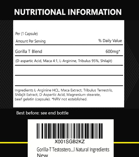 Gorilla-T Testosterone Supplement for Men with Powerful Natural Ingredients