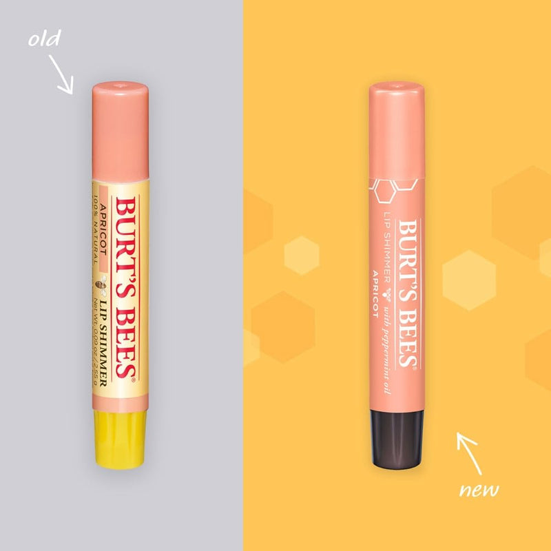 Burt's Bees Lip Balm, Moisturizing Lip Shimmer for Women, for All Day Hydration, with Vitamin E & Coconut Oil, 100% Natural, Apricot, 0.09 Ounce 1 Count (Pack of 1)