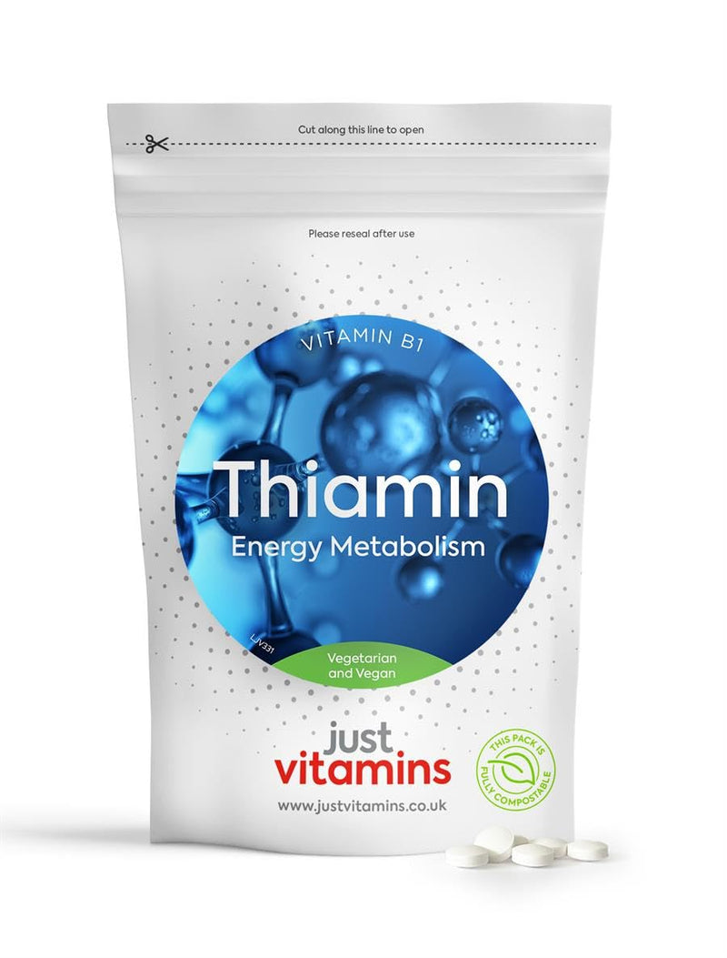 Thiamin (Vitamin B1) 100mg | 90 Tablets | Energy, Nervous System & Heart Support | High Strength B-Complex Vitamin | Vegan Friendly | UK Made - Just Vitamins