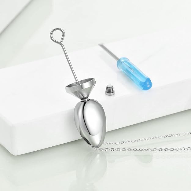 [Australia] - JMQJewelry Urn Stainless Steel Memorial Cremation Ashes Urn Pendant Necklace Keepsake Women Jewelry Water drop 