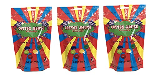 [Australia] - Cotton Mouth Candy® Dry Mouth Relief Sour Mix 3.3 Ounce Bag (3 Bags) | Relieves Dry Mouth & Increases Saliva Production, Sugar Free, Gluten Free, Delicious Sour Flavor, Individually Wrapped, 30 Ct 