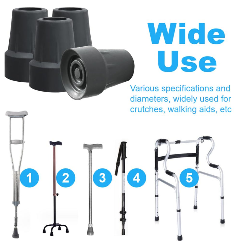 [Australia] - 4 Pack 3/4 Inch Replacement Rubber Cane Tips for Canes Crutch Walking Sticks and Walkers (Black) 0.75 Inch (4 Pack) Black 
