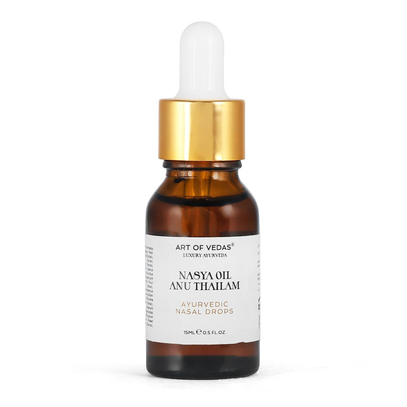 [Australia] - Art of Vedas Nasya Oil/Anu Thailam - 15ML Ayurvedic Nose Drops - High-quality Nasya oil for cleansing and well-being, relief from allergies and nasal congestion, traditional Ayurveda formula 