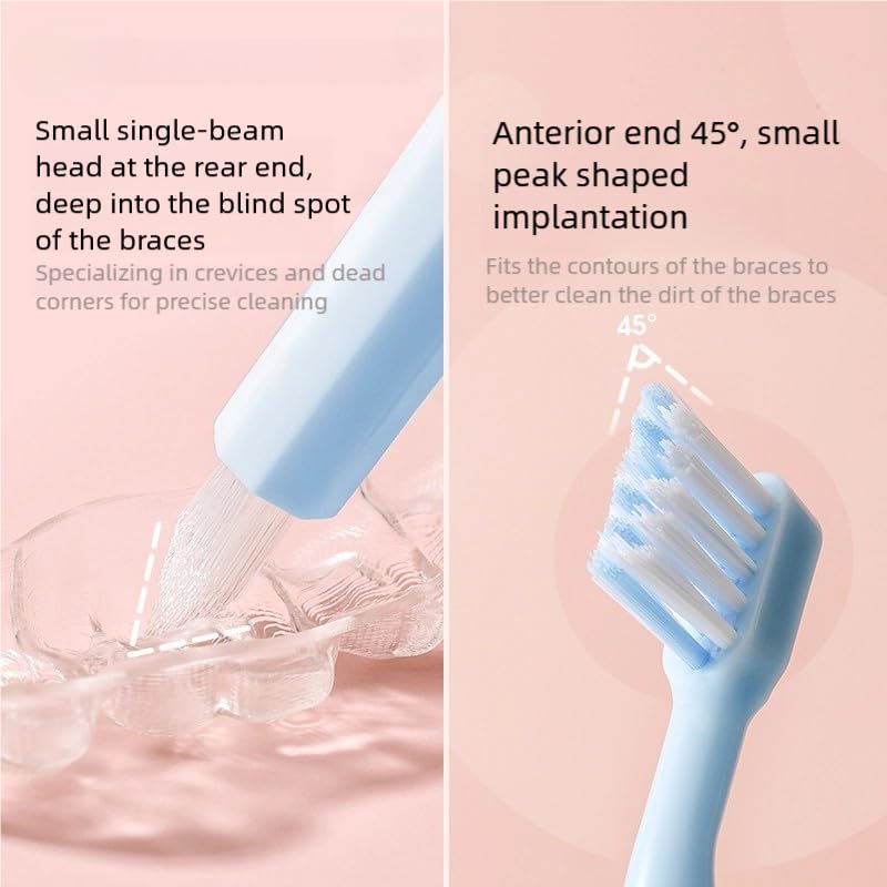 [Australia] - YANDY Denture Brush Dual Head - Soft Bristle Toothbrush for Dentures, Retainers & Aligners - Double Sided Cleaning for Effective Grime Removal - Comfort Grip Handle (Pack of 2) 