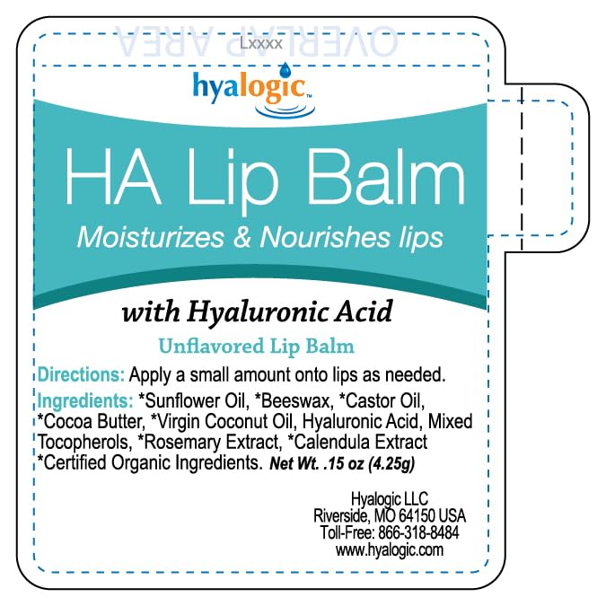 Hyalogic HA Lip Balm - Hyaluronic Acid & Organic, Natural Coconut Oil - Soothes Dry, Chapped Lips - Plumping, Moisturizing & Nourishing - Unflavored - Fragrance & Dye Free - 4.25g - 1 Stick 0.15 Ounce (Pack of 1)