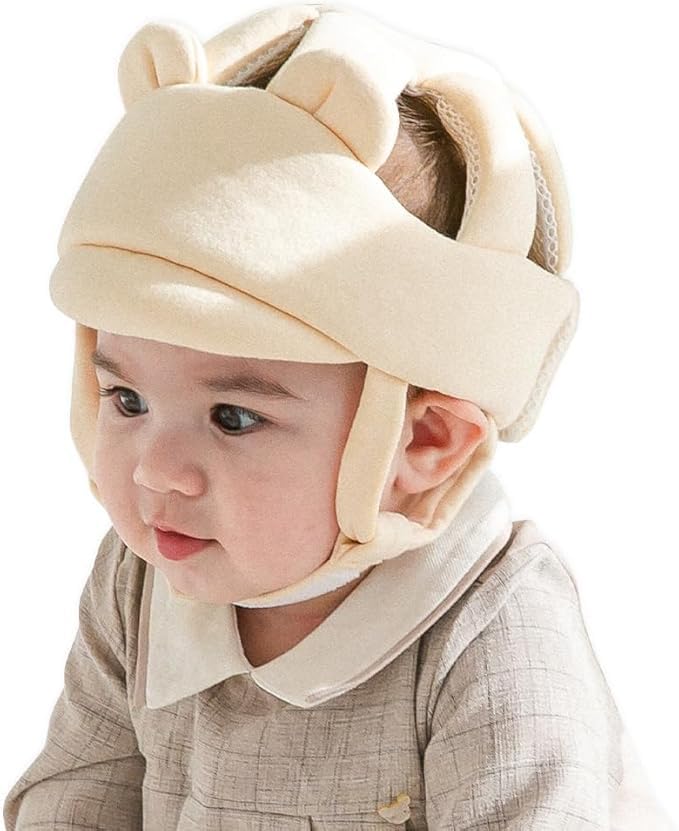 [Australia] - Baby Head Protector- Baby Helmet Cotton, Adjustable & Ultra-Lightweight Head Protector for Crawling & Walking Infants, Toddlers Bear(renewal) 
