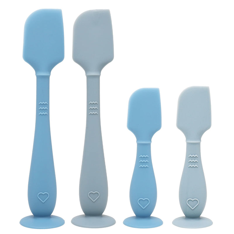 [Australia] - btrfe Baby Diaper Cream Spatula, Silicone Baby Diaper Rash Cream Applicator, Soft Butt Paste Spatula Brush with Suction Base for Newborn Essentials, 4 Pack (Blue) Blue 