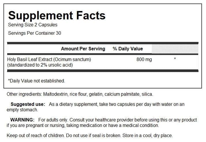 [Australia] - Swanson Holy Basil Extract (Tulsi) 400 Milligrams 60 Capsules 