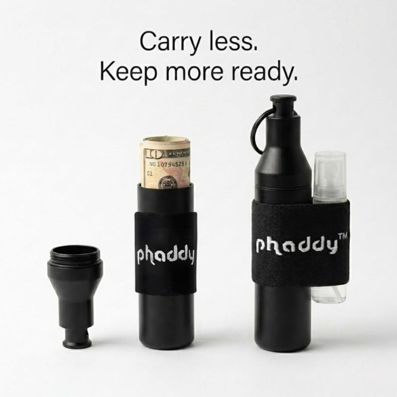 phaddy™ Keychain Container + Compression Band — Store Inside, Secure Outside | Holds Cash, Vitamins & Small Essentials (Silver, King Size) Silver