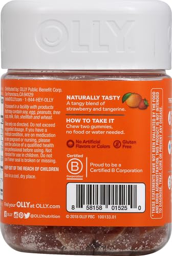 OLLY Laser Focus Gummy, Ginseng, Alpha GPC, B Vitamins, Berry Tangerine Flavor - 36 Count (Pack of 2) 36 Count (Pack of 2)