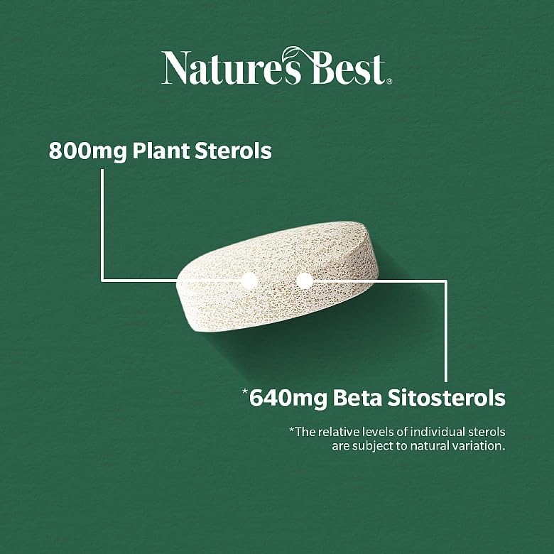 Nature’s Best Plant Sterols 800mg - Vegan Cholesterol Support Supplement - Maintains Normal Blood Cholesterol - 90 Tablets (Up to 3 Month Supply)