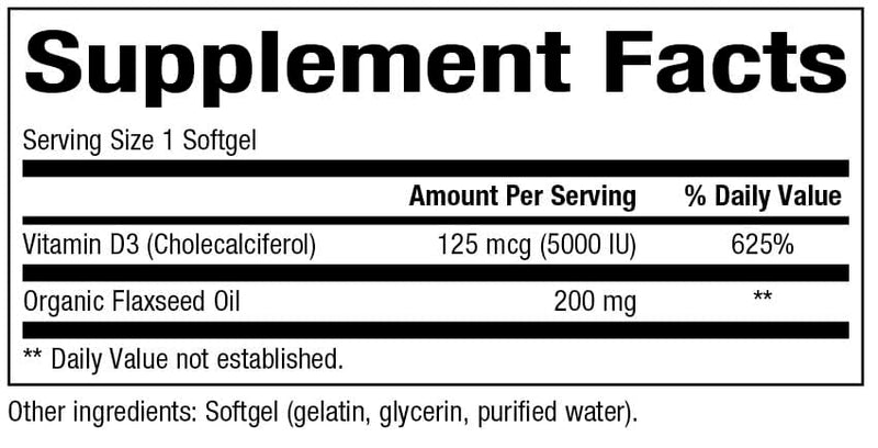 Bioclinic Naturals - Vitamin D3 5000 IU, 180 Softgels