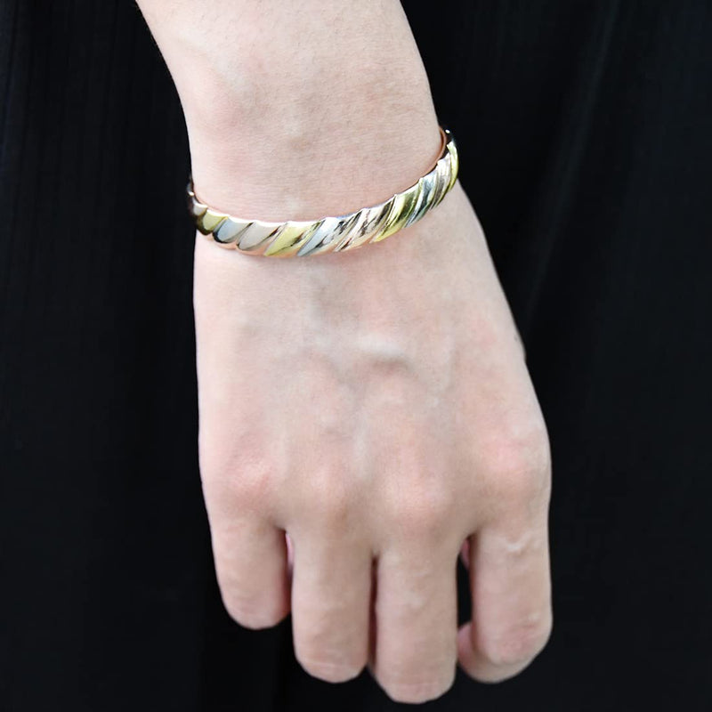 [Australia] - Vicmag Copper Bracelet for Women Men Magnetic Bracelet with Ultra Strength Magnets 100% Solid Pure Copper Gift (Tricolor) D-Tricolor 