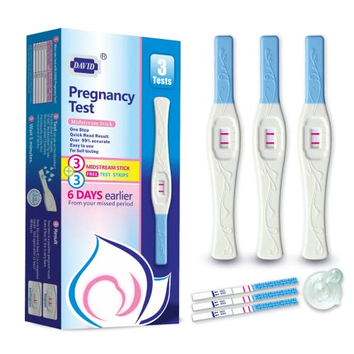 DAVID HCG 16-Count Pregnant Test Early Detection, Pruebas De Embarazo 6 Days Sooner Than Missed Period, 13 HCG Strips and 3 HCG Sticks Combo