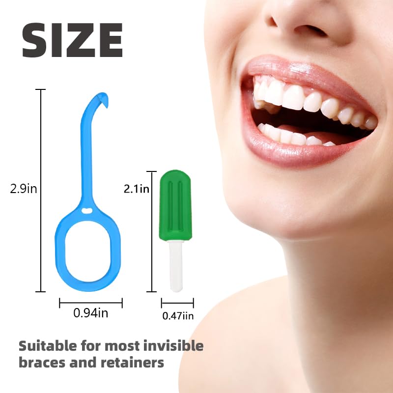 [Australia] - 12PCS Clear Aligner Removal Tools with 2 PCS Aligner Chewies Accessories for Invisible Retainers and Dentures, Dental Orthodontic Aligner Removal Tool Kit (3.Mint) 3.mint 