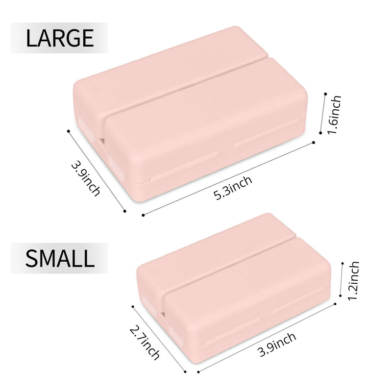 FYY Travel Pill Organizer, Pill Box Medicine Case-2pcs Pink | Easy to Use, Privacy Protection,Magnetic Foldable Pill Case for Purse or Pocket to Hold Vitamins,Supplements,Medication,2 Pcs Large (1 Piece), Small (1 Piece)