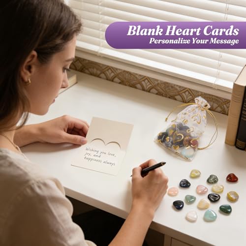 15PCS Assorted Mixed Heart Stones Set, 1" Natural Worry Stones 15