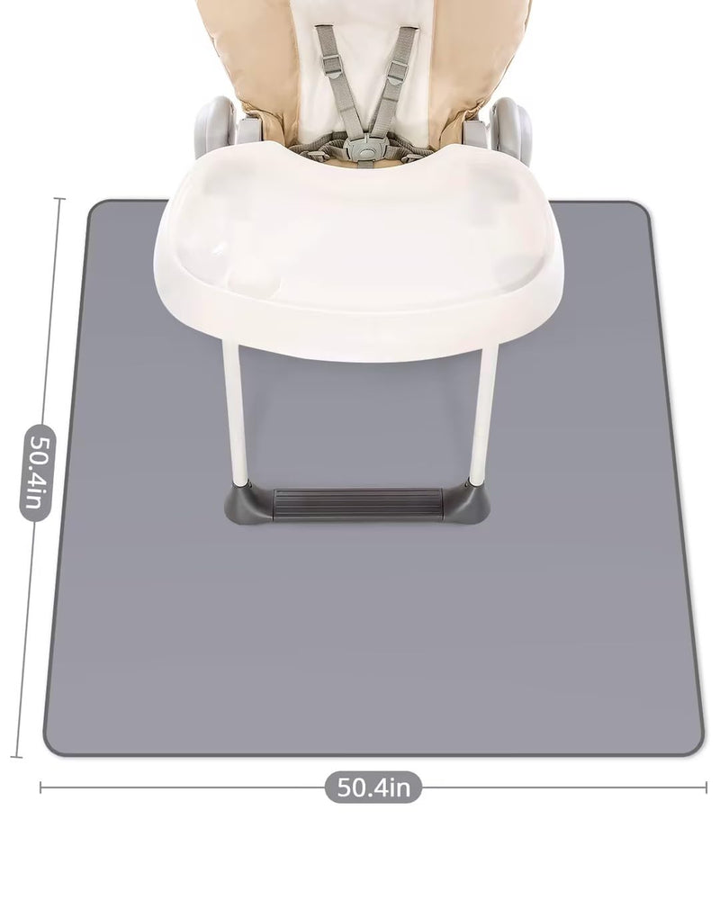 [Australia] - Blissful Diary Baby Splat Mat for Under High Chair, 50.4 x 50.4 Inch Wipeable Splash Mat, Waterproof and Washable, Anti-Slip Floor Protector, Gray 