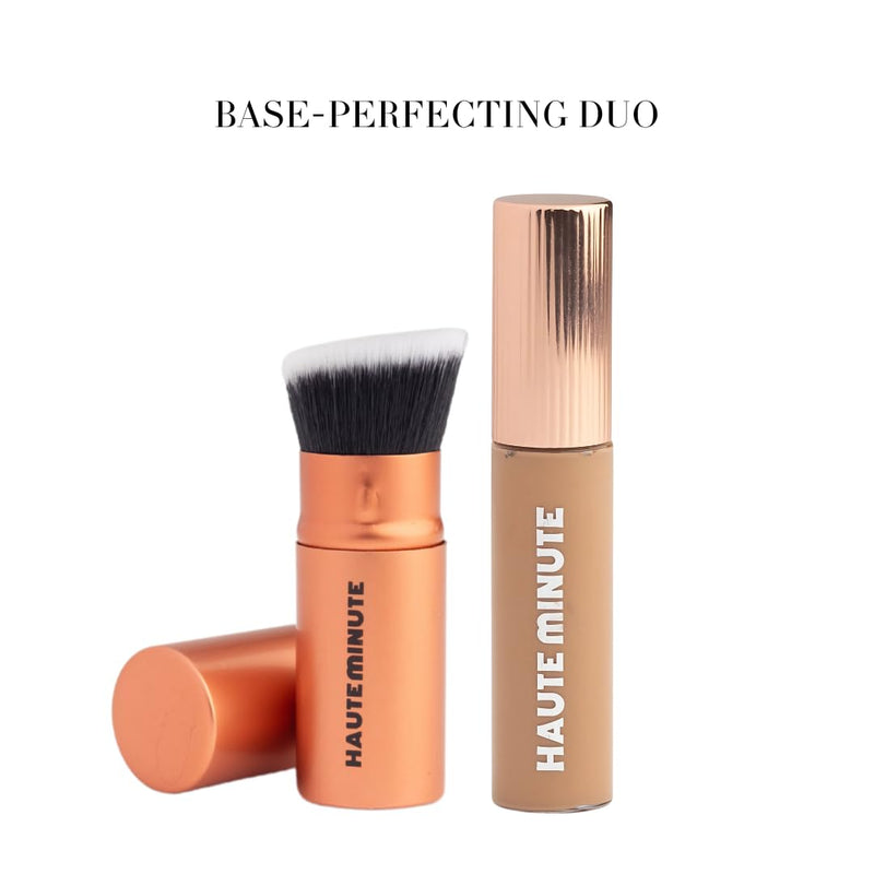 Mini Glam Bag, Skin Caring Concealer (Neutral Sand) & Mini Glamstick Retractable Foundation Brush