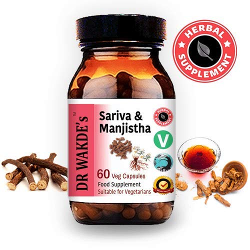 DR WAKDE'S Sariva & Manjistha Capsules (60 Veg Caps, Detoxifying Herbs, Supports Healthy Skin, Ayurvedic Supplement, Vegan, Herbal, All Natural, Made in UK)