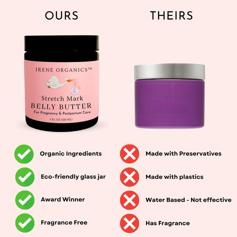 [Australia] - Irene Organics Organic Belly Butter for Pregnancy Stretch Mark Prevention and Treatment Award Winning Anti Stretch Mark Tummy Balm For Pregnancy and Postpartum 8oz - Hydrating Bump Cream Belly Balm 8 Ounce 