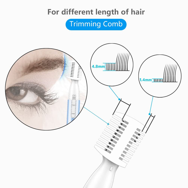 [Australia] - Funstant Precision Eyebrow Razor Battery Operated Eyebrow Trimmer for Face, Electric Facial Hair Trimmer for Women with Comb for Chin and Neck, No Pulling, Painless 