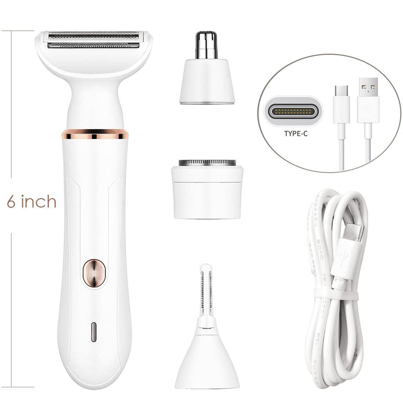 [Australia] - Bikini Trimmer for Women, 4 in 1 Electric Razors for Women, Dermave Bikini Shaver,Rechargeable Lady Trimmer for Underarm Body Leg Face 