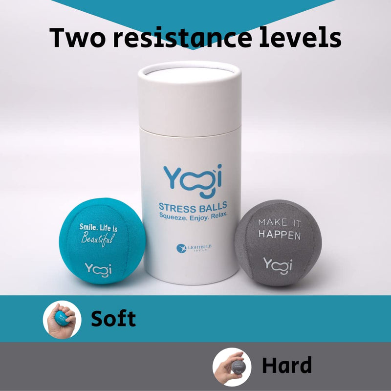 [Australia] - Yogi Stress Balls - Stress Ball with Finger Grip Strap, Stress Balls for Adults, Grip Strength Trainer Squeeze Balls, Anxiety Stress Relief, Fidget Handball, Squish Ball - 2 Pack 2Pack 