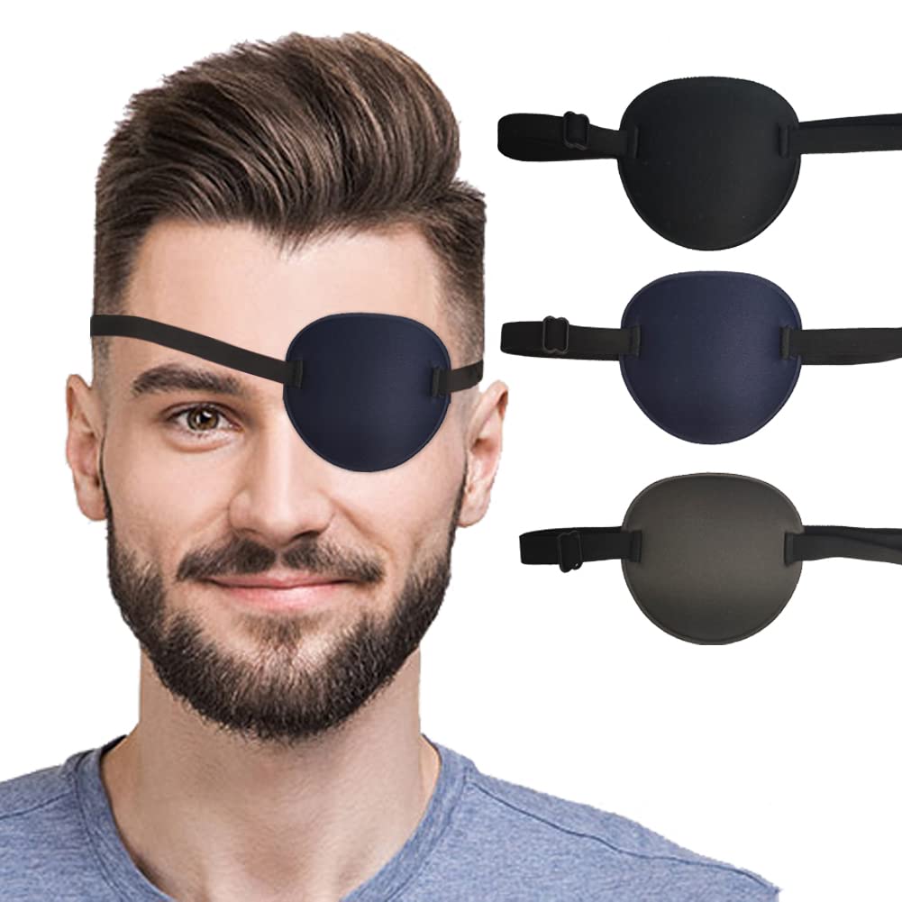 3PCS Eye Patch Medical Adjustable Eye Patches for Adults Treat Lazy Eye Left Right Eyes Cosplay Costume Men Colors