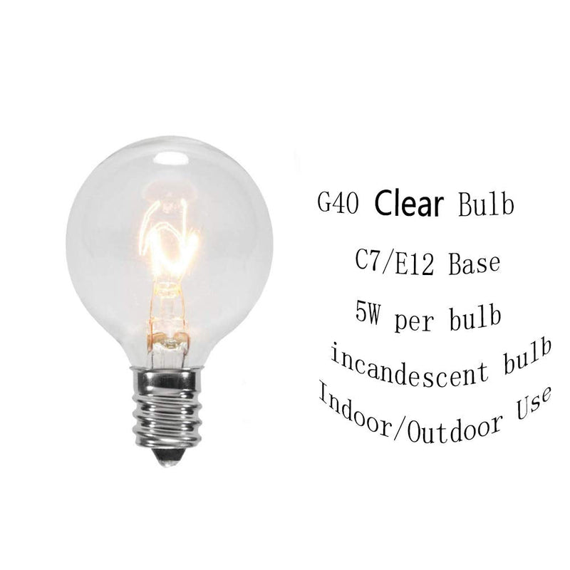 [Australia] - GOOTHY Clear Globe G40 Screw Base Light Bulbs Replacement 1.5-Inch, E12 Base, 25 Pack 25 Count (Pack of 1) Clear Bulb 
