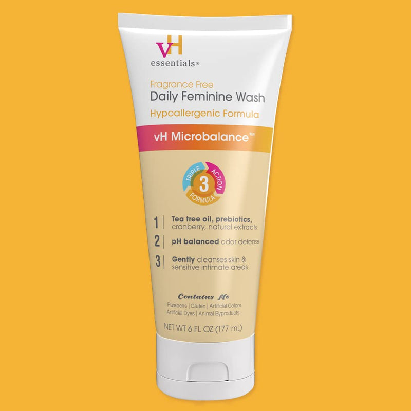 [Australia] - vH essentials Daily Feminine Wash - Fragrance Free, Hypoallergenic with Tea Tree Oil & Prebiotic - For Ph Balance, Intimate Odor Block, Vaginal Health - Gentle Formula Body Care - 6 Fl Oz 