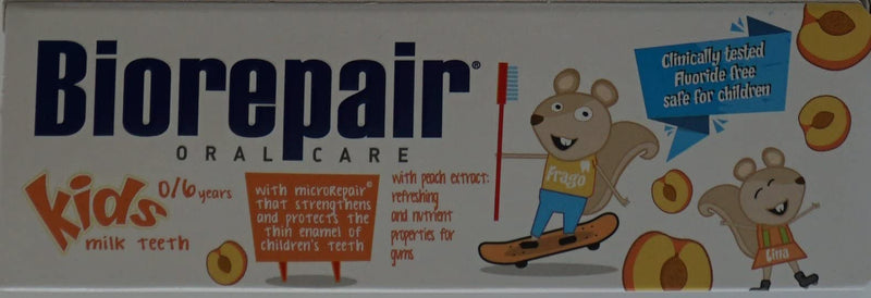 Biorepair Kids 0-6 Oral Care Toothpaste Peach 1.7fl.oz 50ml, Pack of 4