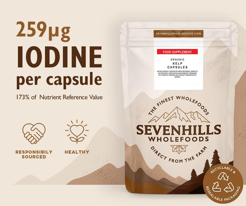 [Australia] - Sevenhills Wholefoods Organic Kelp Seaweed Iodine Capsules, Natural Source of Iodine, Vegan, Hand Harvested in the UK, 120 Capsules 
