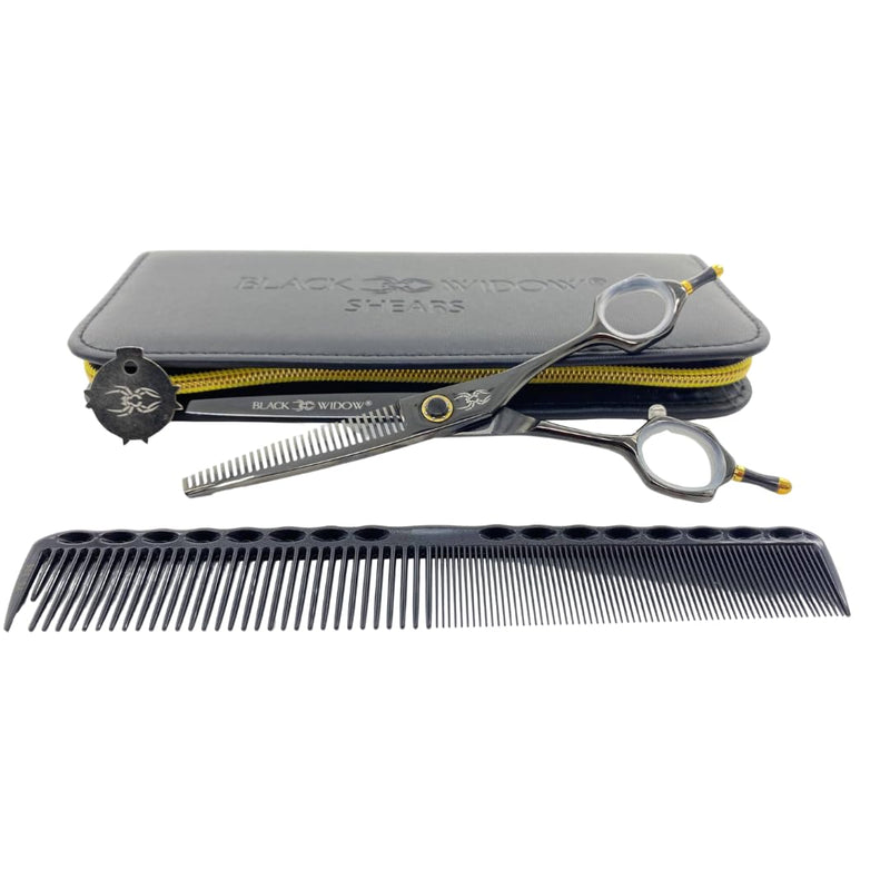 Dos Manos HIGH-END Razor Edge Series Barber Blending Hair Scissors - Japanese Stainless Steel Salon Scissors 6" Overall Length - Fine Adjustment Tension Screw Gold