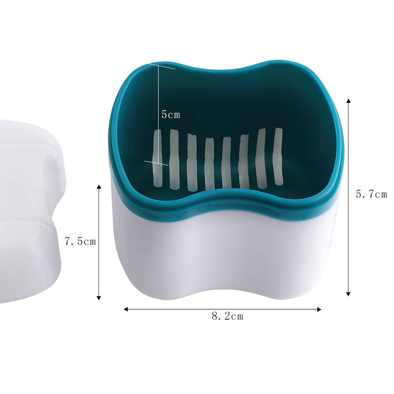 [Australia] - Denture Bath Case with Basket Denture Bath Cleaning Box Container Soaking Cup Cleaner Retainer Case Holder for Dentures for False Teeth 