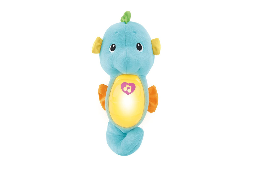 Fisher-Price Musical Baby Toy, Soothe & Glow Seahorse, Plush Sound Machine with Lights & Volume Control for Newborns, Blue