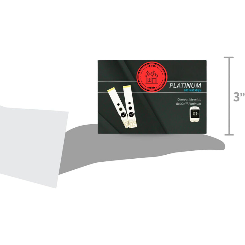 Platinum Blood Glucose Test Strips | Blood Glucose Test Strips | Test Strips for Diabetes | Blood Sugar Test Strips | Diabetic Test Strips | Platinum Test Strips 100 Count + STS Sticker