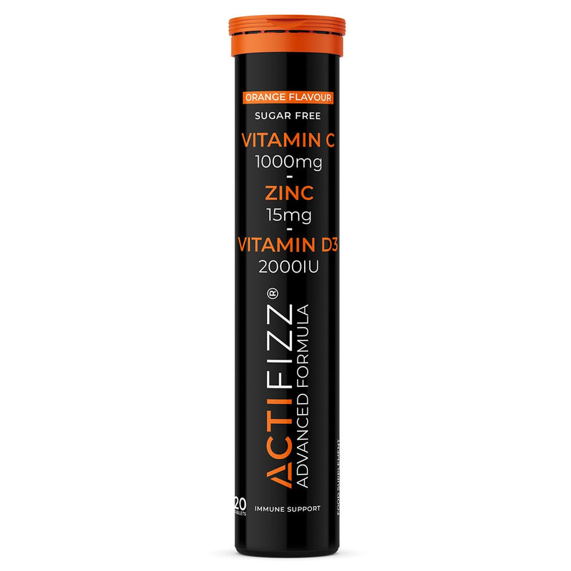 3X ActiFizz Vitamin C 1000mg, Zinc + Vitamin D3 | 60 Effervescent Tabs | Orange Flavour | Immunity Boost | Halal Certified